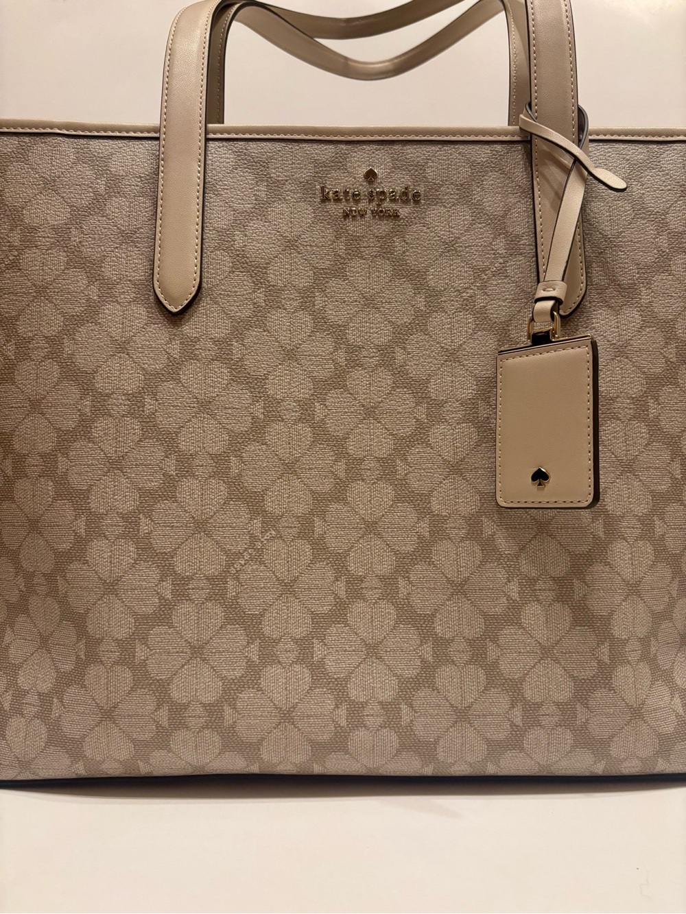 Kate Spade White and Cream Neutral Beige Floral-Print Tote